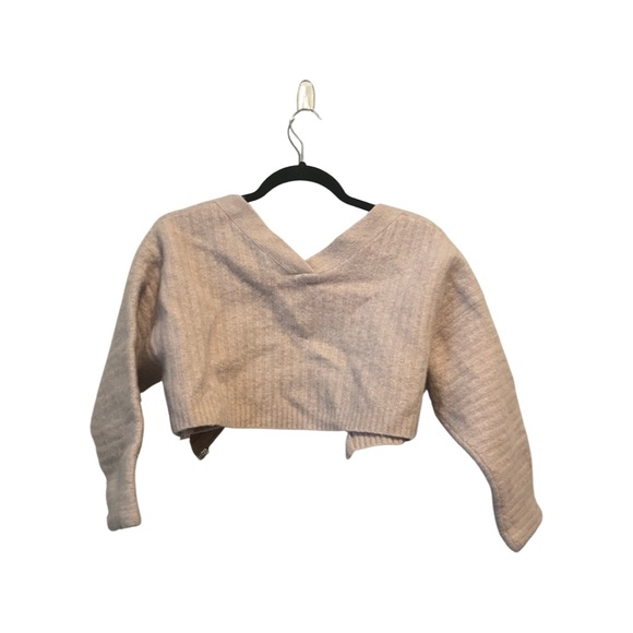 All Saints Enya Cardigan Blush Pink Ribbed Crop Wool Blend Size Medium - Picture 4 of 10